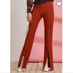 FOXIEDOX Anthropologie Rust Orange Split Front Flare Pants Medium